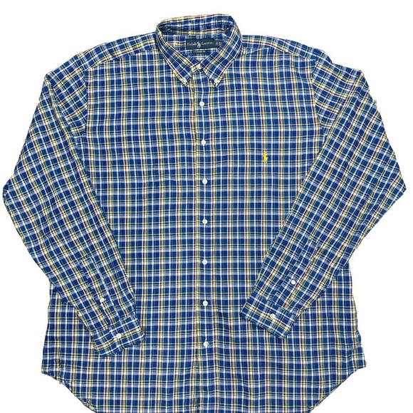 Ralph Lauren Blue and Yellow Plaid Shirt XL Tall - Picture 1 of 5